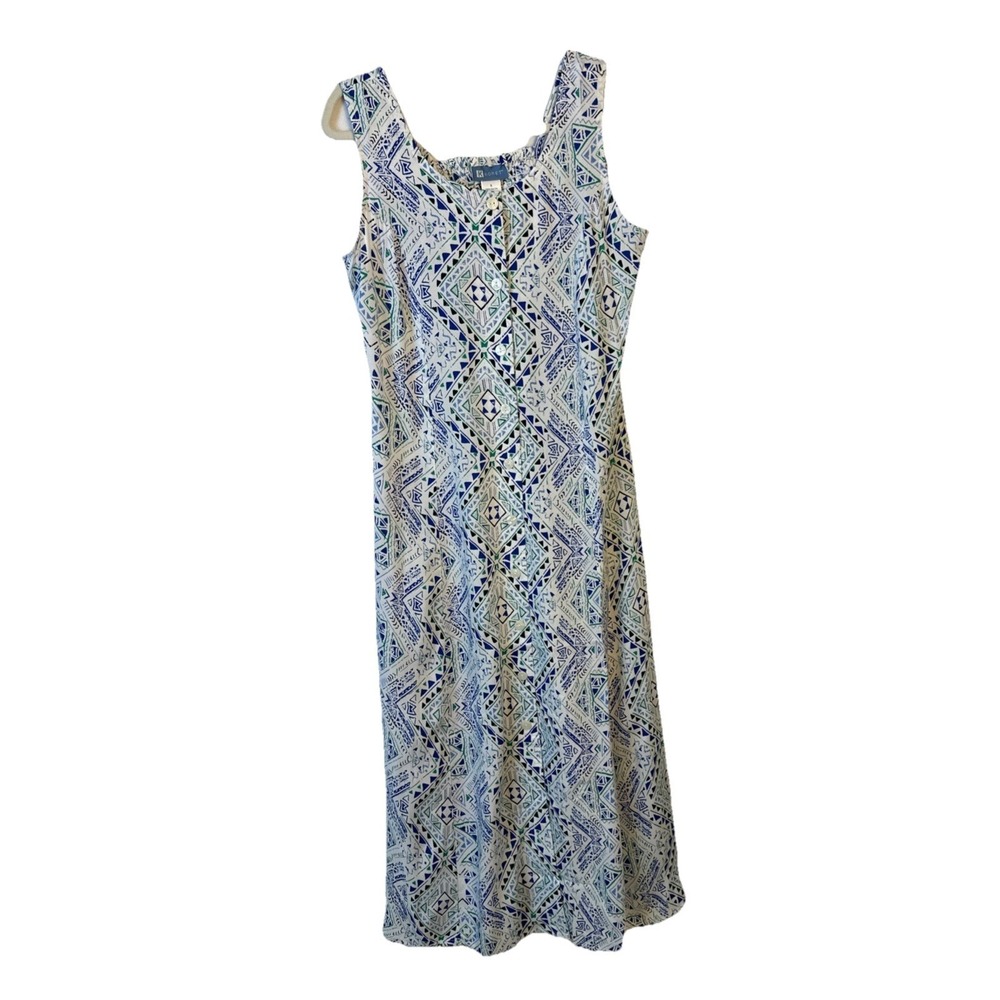 VTG Koret Sleeveless Scoop Neck Dress Women's Sz S White Blue Green Black NWT